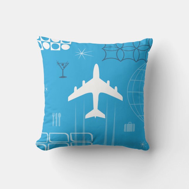 Almofada Azul retro do meio século (Frente)