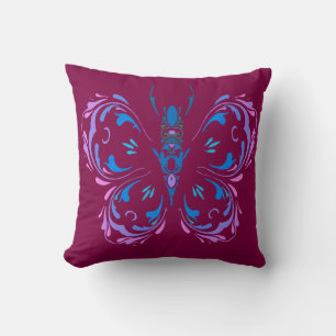 Almofada Azul-rosa e Design de amora-borboleta-maurética