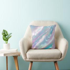 Almofada Azul Rosa Holográfico Iridescente Moderno