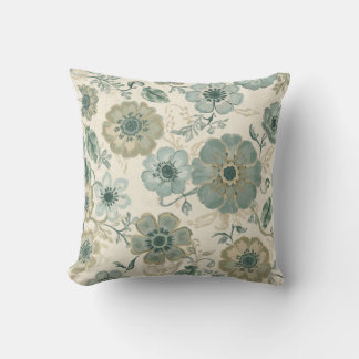 Almofada Azul Sujo Macio Verde Sálvia Bege Floral Casa de C