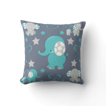 Azul Teal e Elefantes para Bebê Cinza