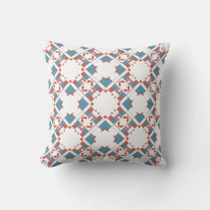 Almofada Azul Terracotta Vermelho no Mosaico Branco Diamant