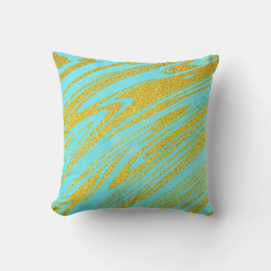 Almofada Azul Verde Dourado Glitter Artesanal Padrões