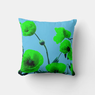 Almofada Azul Verde Floral Aquarela Flores Flores Únicas