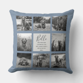 Almofada Azul Vintage de Colagem de Fotos Personalizada 8