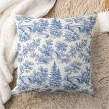 Azul Vintage Toile Francesa Paisagem Florestal