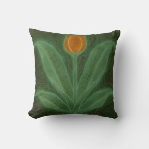Almofada Azulejo Art Nouveau Tulipa Amarelo Verde Repro