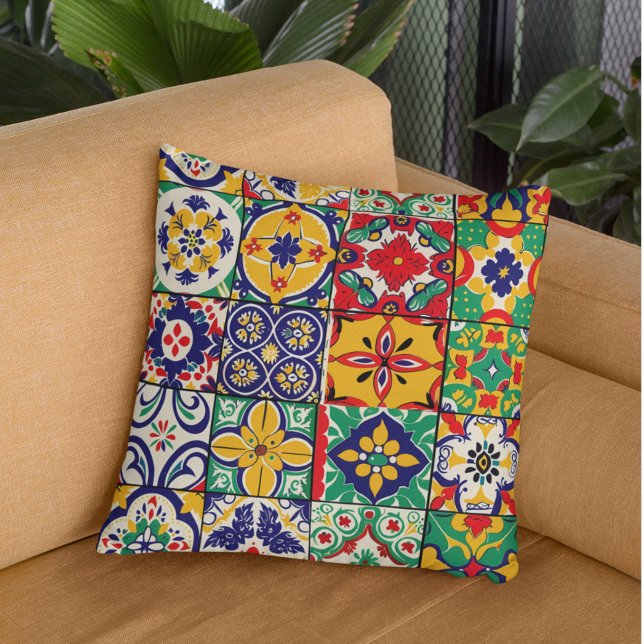 Almofada Azulejo de Talavera Mexicano Fiesta (Criador carregado)
