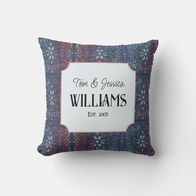 Almofada Azulejo decorativo azul personalizado (Frente)