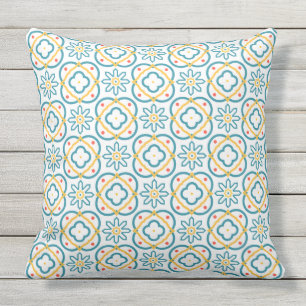Almofada Azulejo Espanhol Bordo Azul Amarelo Vermelho