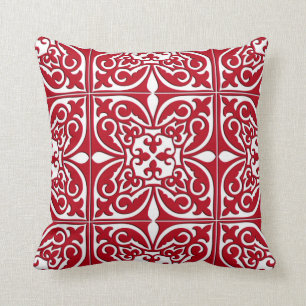 Almofada Azulejo marroquino - obscuridade - vermelho e