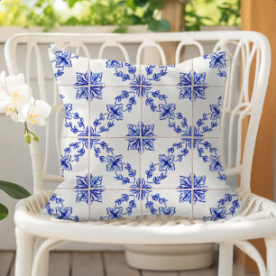 Almofada Azulejo Mosaico Azul Vintage Português Padrão