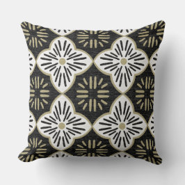 Almofada Azulejo padrão gráfico casablanca em preto e branc