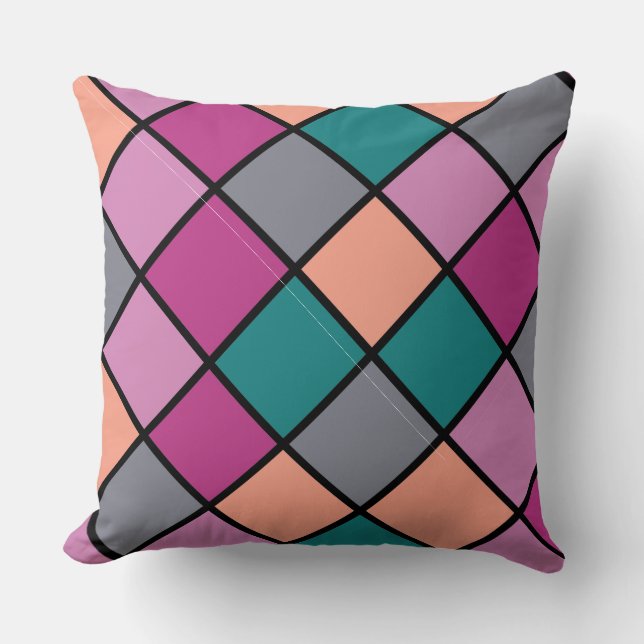 Almofada Azulejos Diagonais Modernos 5 Cores (Frente)