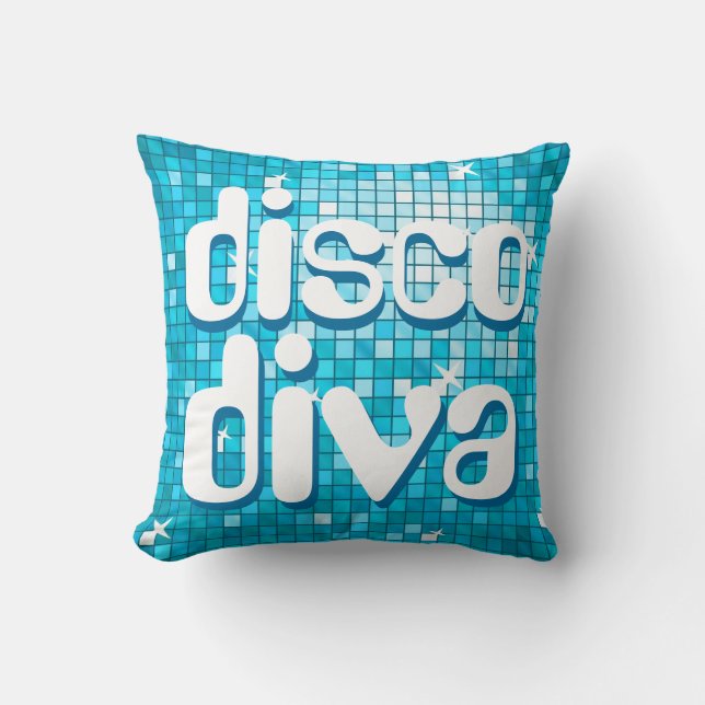 Almofada Azulejos Disco travesseiro decorativo Blue ‘disco  (Frente)