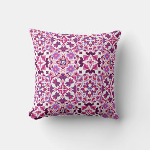 Almofada Azulejos Espanhóis Rosa e Roxo
