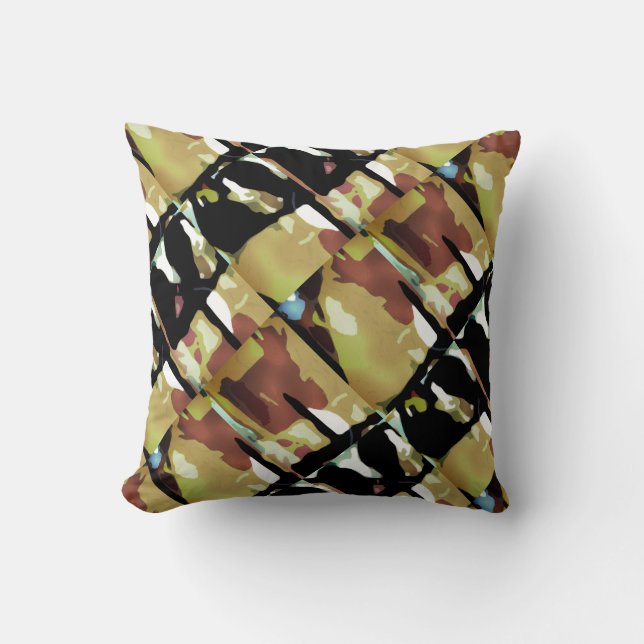 Almofada Azulejos Grandes Abstrato Dourada de Diagonal Pret (Frente)