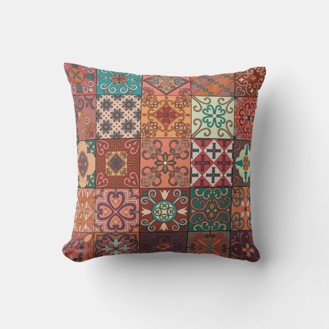 Almofada Azulejos Portugueses: Estilo Talavera Azulejo. (Frente)