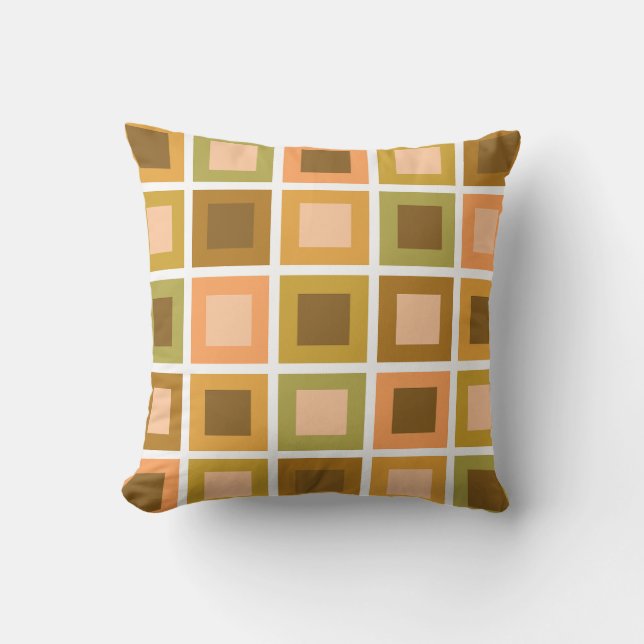 Almofada Azulejos Retro da década de 1950 - Padrão - Laranj (Frente)