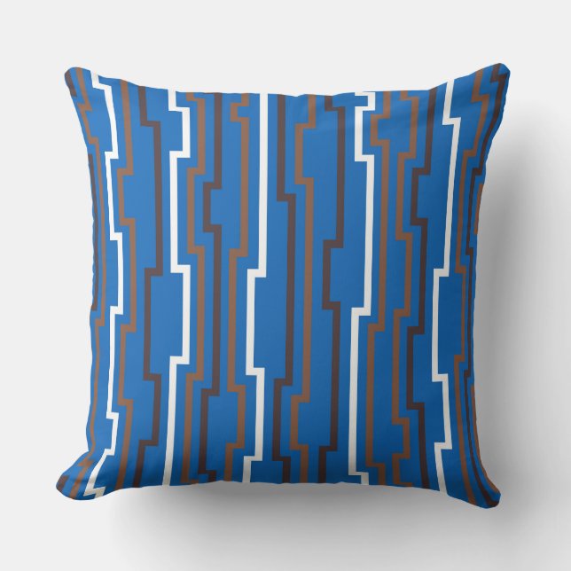 Almofada Azure Blue Zig Zag Throw Pillow (Frente)
