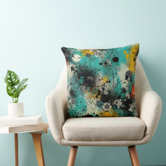 Almofada Azure Ink Abstract Throw Pillow