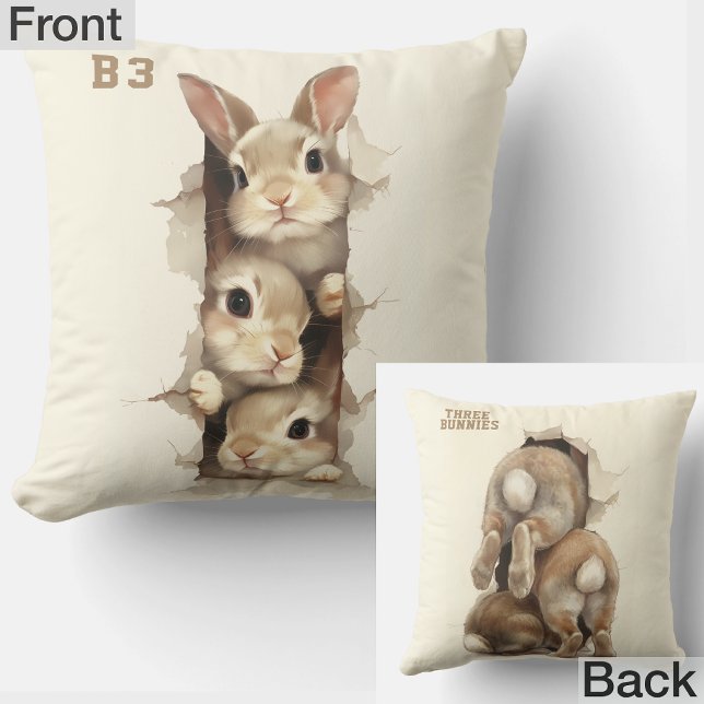 Almofada B3 Three Bunnies 3D Illusion  (Criador carregado)
