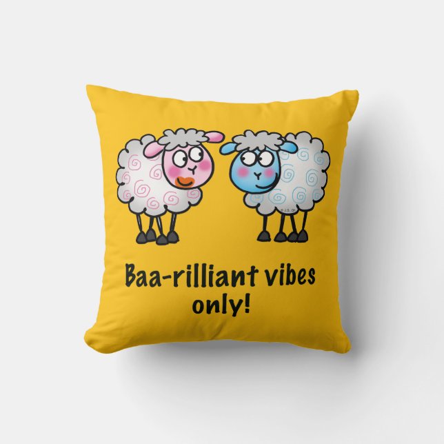 Almofada  Baa-rilliant - Cute Cartoon Sheep Pair  (Frente)