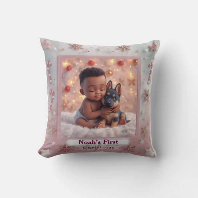 Almofada Baby & Blue-Eyed Pup Christmas Pillow (Frente)
