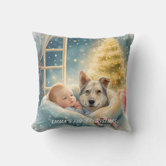 Almofada Baby & Blue-Eyed Pup Christmas Pillow