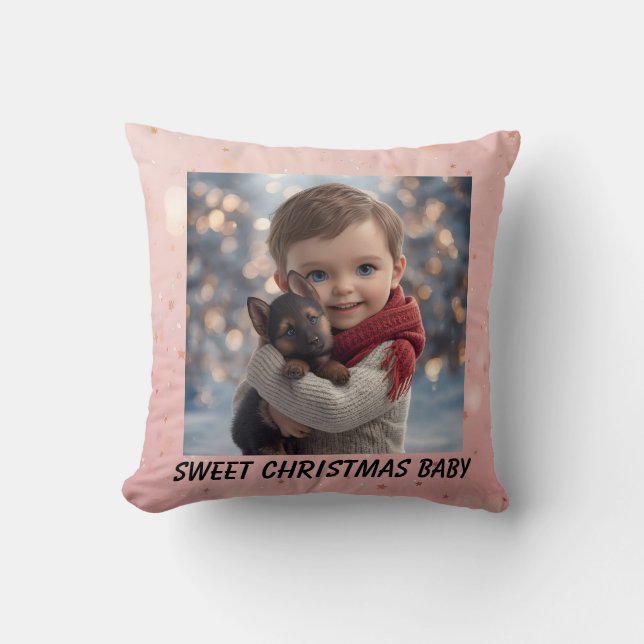 Almofada Baby & Blue-Eyed Pup Christmas Pillow (Frente)