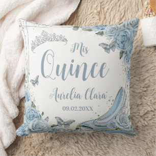 Almofada Baby Blue Floral Cinderela Slipper Quinceañera XV