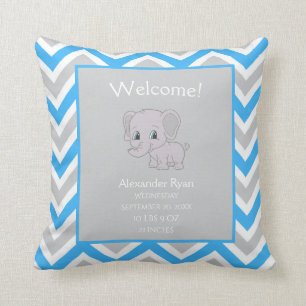 Almofada Baby Boy Elephant Chevron Birds Stats Keepsawn