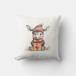 Almofada Baby Donkey em Red & White Winter Hat Gift