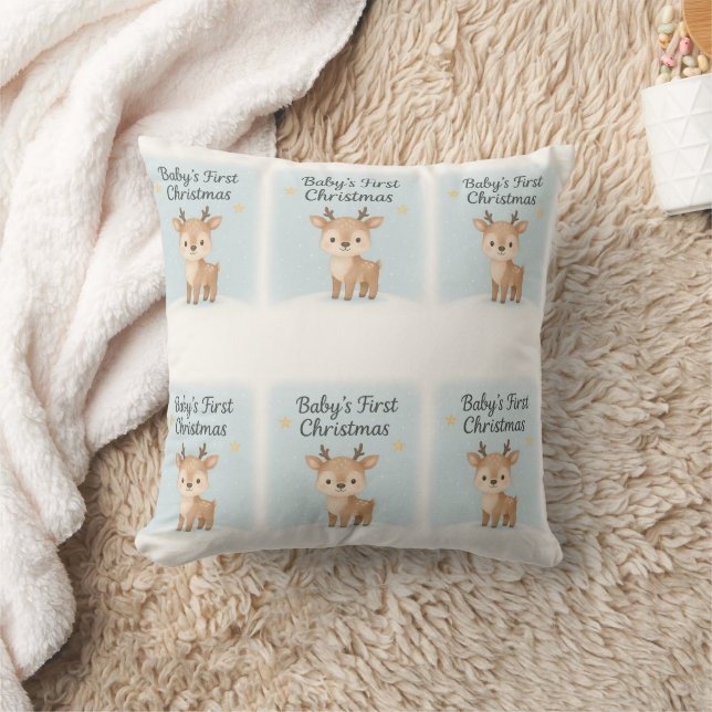 Almofada Baby first christmas reindeer cute nursery holiday (Cobertor)