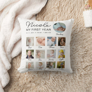 Almofada Baby First Year 12 Meses Foto Collage Modern