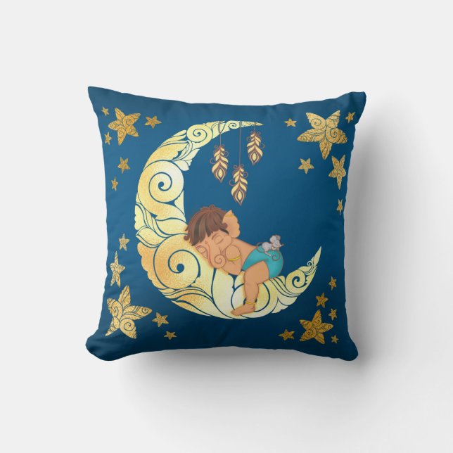 Almofada Baby Ganesha sleeping amongst the moon and stars (Frente)
