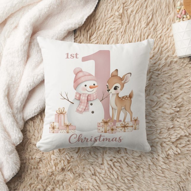 Almofada Baby Girl First Christmas Snowman Deer (Cobertor)