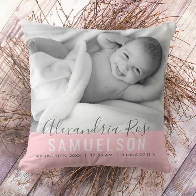 Almofada BABY Girl Pink Keepsasasaame Name Data de Nascimen (Criador carregado)