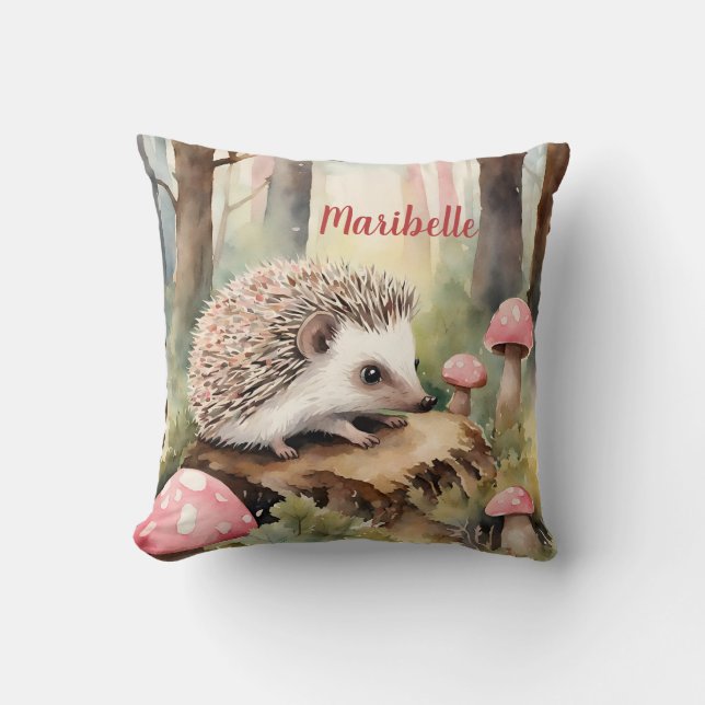 Almofada Baby Hedgehog Pink Mushroom Girls Personalizadas (Frente)