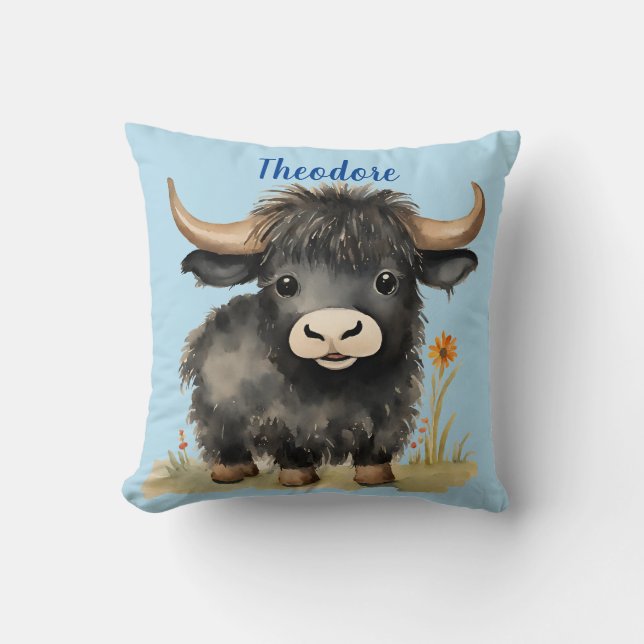 Almofada Baby Highland Cow Boys Personalizados (Frente)