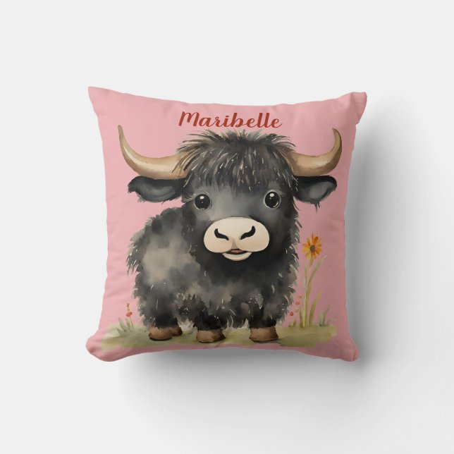 Almofada Baby Highland Cow Girls Personalizadas (Frente)