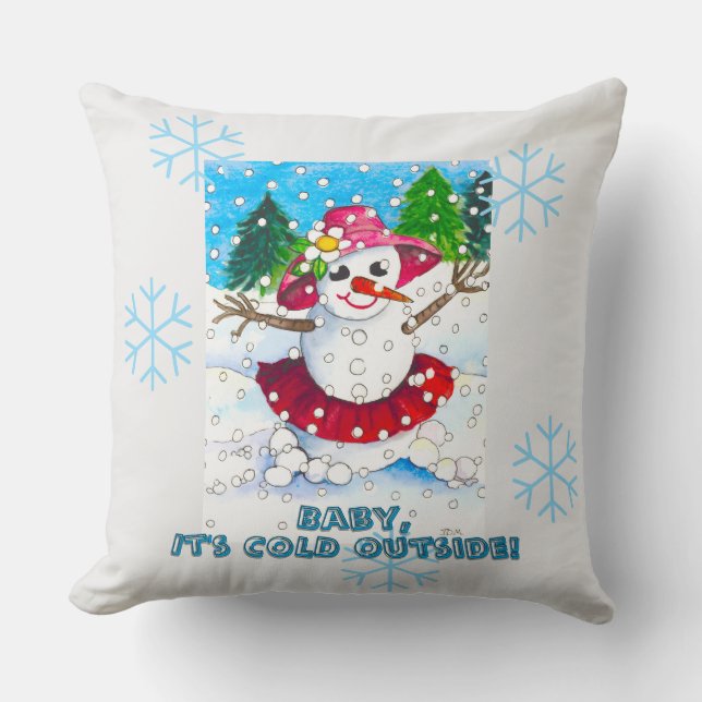 Almofada Baby it's Cold Outside 20" Throw Pillow (Frente)