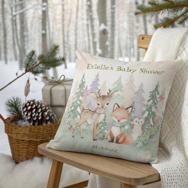 Almofada Baby It's Cold Outside Cute Winter Woodland (Criador carregado)