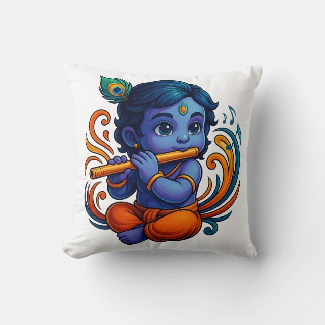 Almofada Baby Krishna com Flauta - Víbias da Paz | 3D vibra (Frente)