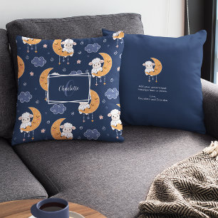 Almofada Baby Lamb on Moon Patterno w/ Mensagem Personaliza
