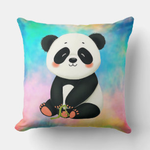 Almofada Baby Panda está segurando pedaço de bambu