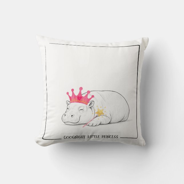 Almofada Baby Pygmy Hippo Princess Throw Pillow (Frente)