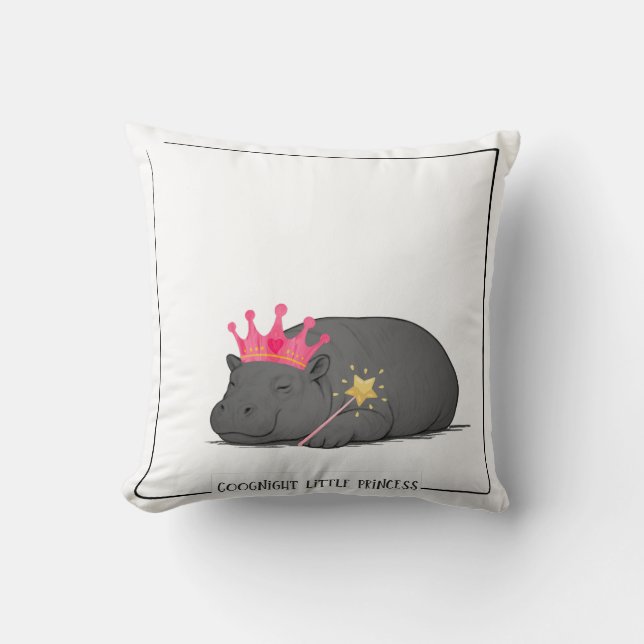 Almofada Baby Pygmy Hippo Princess Throw Pillow (Frente)