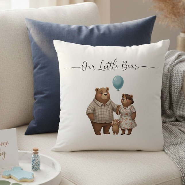 Almofada Baby Shower for Boy – Blue Balloon Teddy Bear  (Criador carregado)