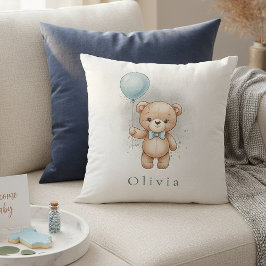 Almofada Baby Shower for Boy – Blue Balloon Teddy Bear